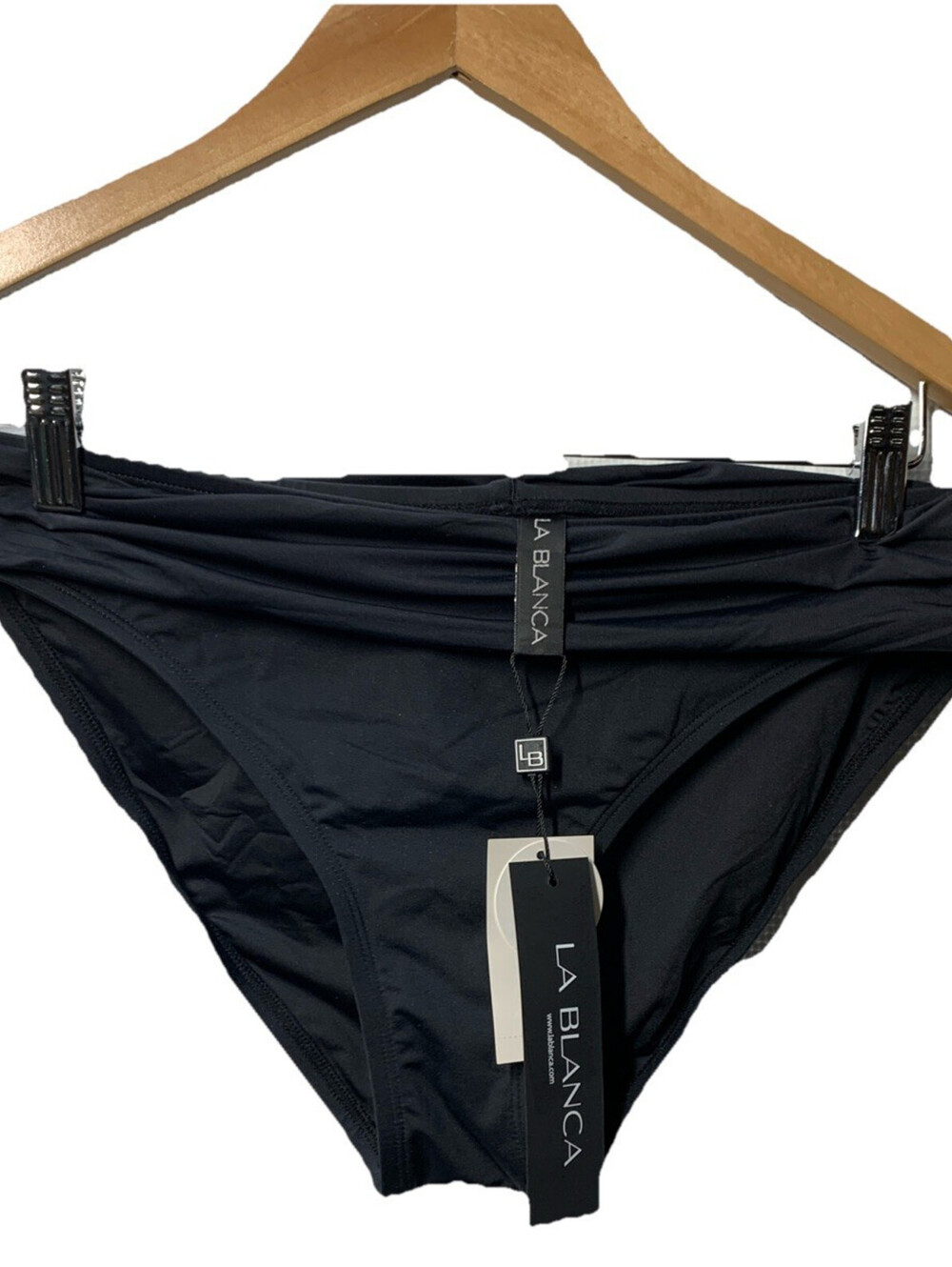 La Blanca Womens Island Goddess Banded Bikini Bottom Swimsuit Black Size 10